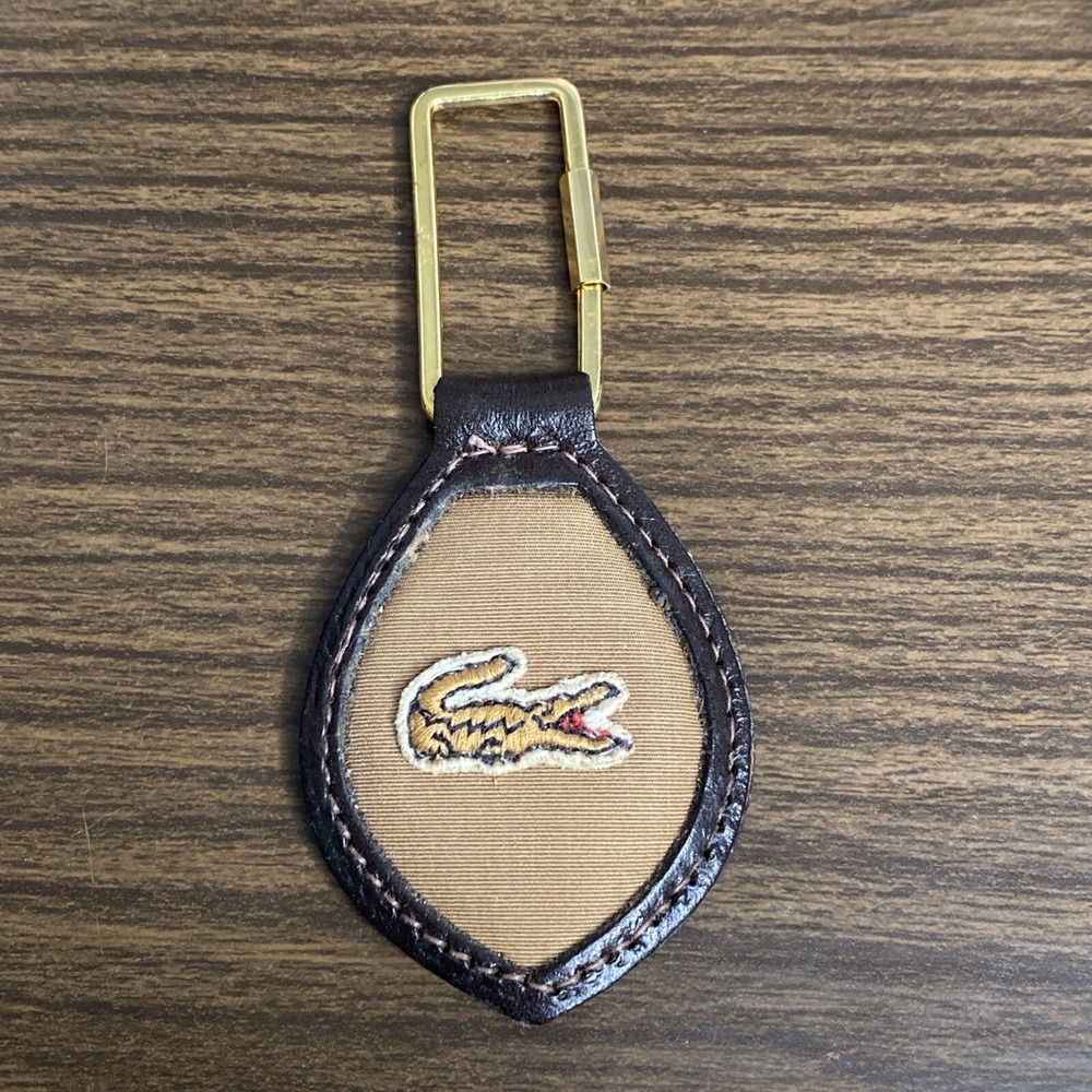 Vintage Lacoste Mixed Material Keychain Leather Brass tone